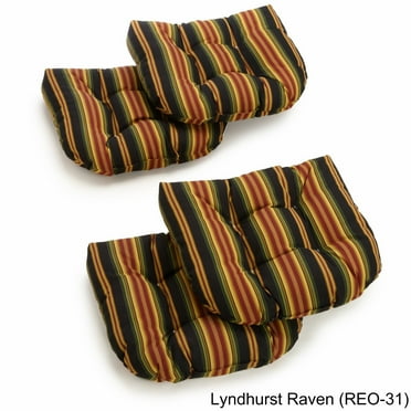 19-inch U-Shaped Spun Polyester Outdoor Tufted Dining Chair Cushions (Set of 4)-Color:Lyndhurst Raven