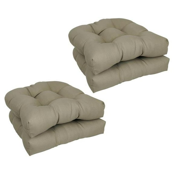 Blazing Needles 93184-4CH-PO-013 19 in. U-Shaped Premium Outdoor Tufted Dining Chair Cushions, Pinehurst Flagstone - Set of 4