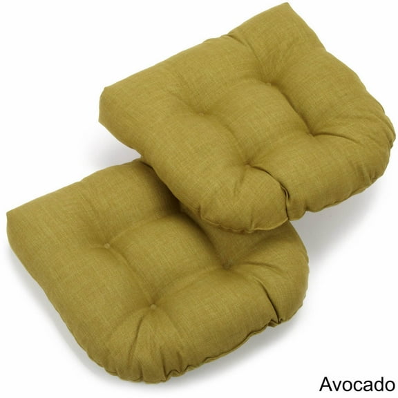 19-inch U-Shaped Outdoor Spun Polyester Tufted Dining Chair Cushion (Set of 2)-Color:Avocado