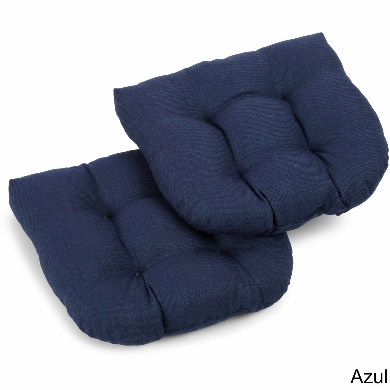 Blazing Needles 19-inch U-Shaped Outdoor Spun Polyester Tufted Dining Chair Cushion (Set of 2)