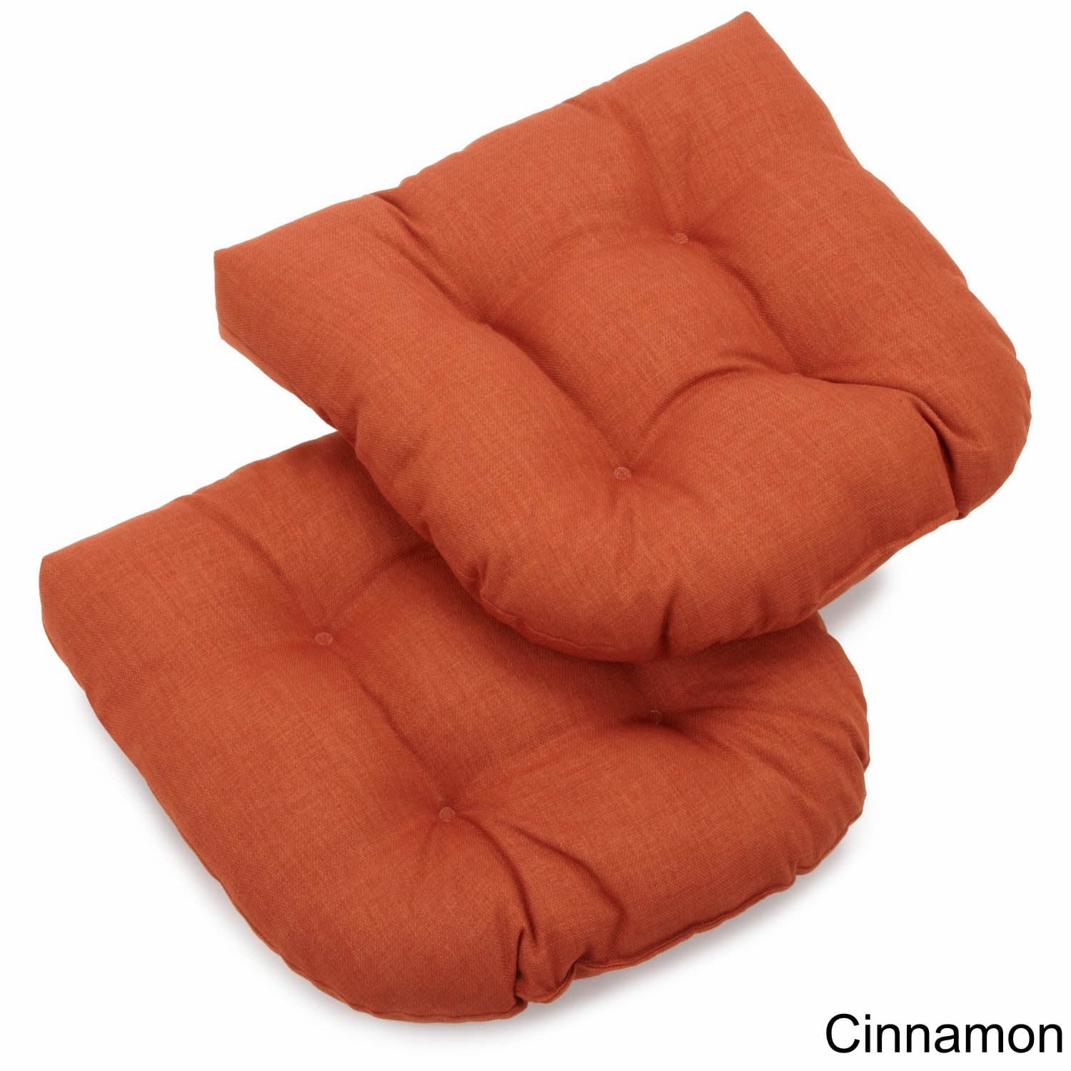 19-inch U-Shaped Outdoor Spun Polyester Tufted Dining Chair Cushion (Set of 2) - Cinnamon