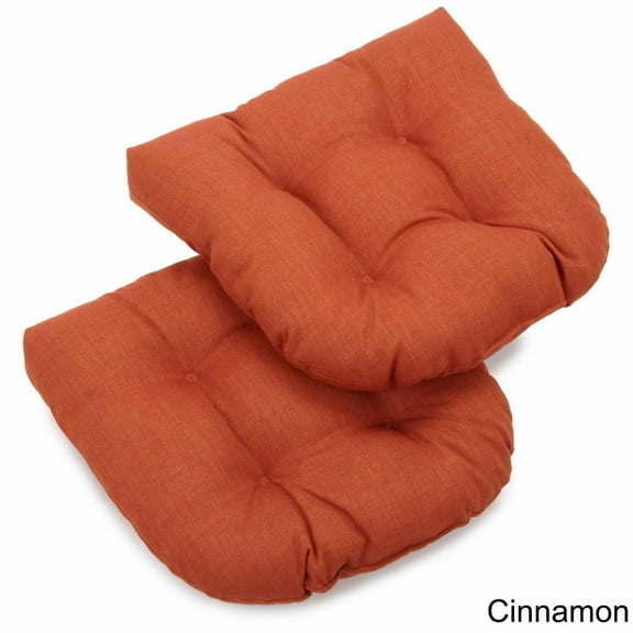 Blazing Needles 19-inch U-Shaped Outdoor Spun Polyester Tufted Dining Chair Cushion (Set of 2)