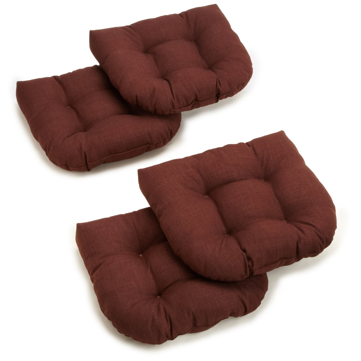 19-inch U-Shaped Spun Polyester Outdoor Tufted Dining Chair Cushions (Set of 4)-Color:Cocoa