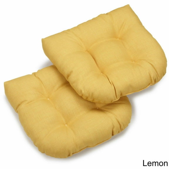 19-inch U-Shaped Outdoor Spun Polyester Tufted Dining Chair Cushion (Set of 2)-Color:Lemon