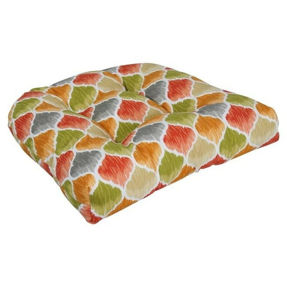 Blazing Needles 93184-1CH-OD-220 19 in. U-Shaped Spun Polyester Outdoor Tufted Dining Chair Cushion, Denali Sunset