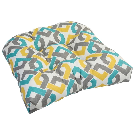 Blazing Needles 93184-1CH-OD-186 19 in. U-Shaped Spun Polyester Outdoor Tufted Dining Chair Cushion, Rieser Sterling