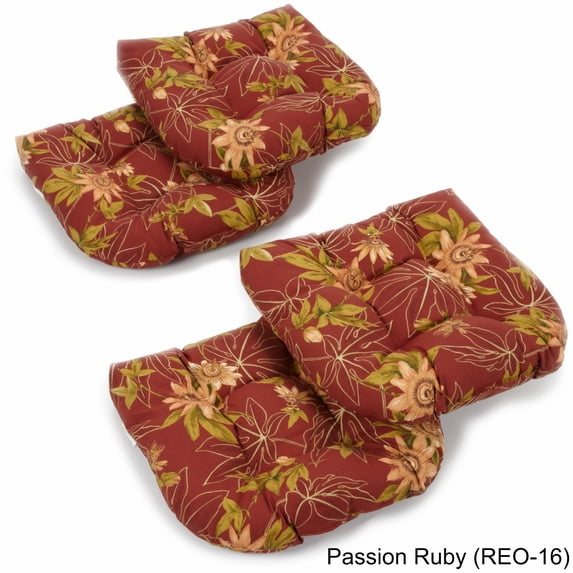 19-inch U-Shaped Spun Polyester Outdoor Tufted Dining Chair Cushions (Set of 4) - Passion Ruby