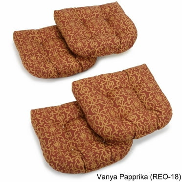 Blazing Needles 19-inch U-Shaped Spun Polyester Outdoor Tufted Dining Chair Cushions (Set of 4)