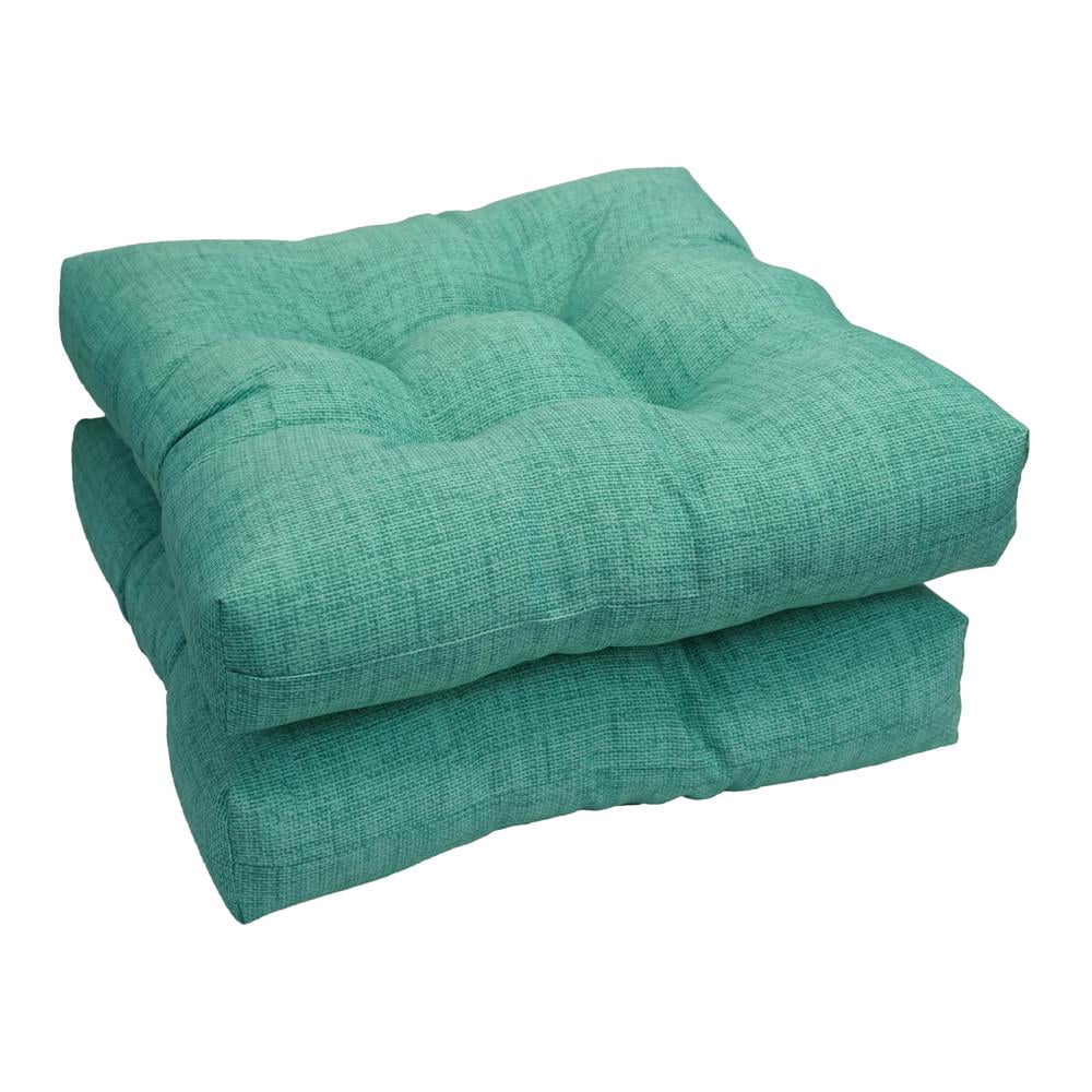 Blazing Needles 19-inch Outdoor Square Chair Cushion, 19" x 19", Rionu Aqua 2 Count