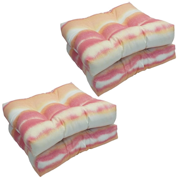 Blazing Needles 19-inch Outdoor Square Chair Cushion, 19" x 19", Willsboro Sunrise 4 Count
