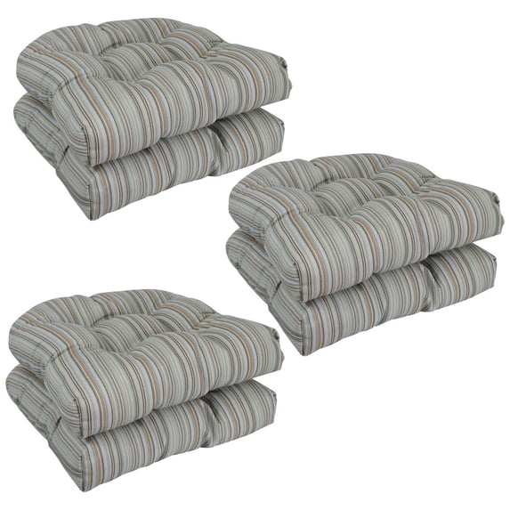 Blazing Needles 19-inch Premium Olefin Tufted Outdoor Chair Cushions (Set of 6)
