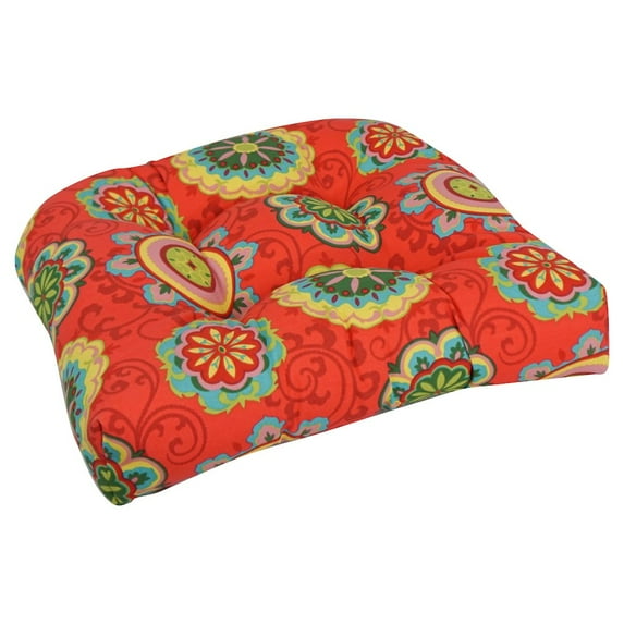 Blazing Needles 19-inch U-Shaped Patterned Spun Polyester Tufted Dining Chair Cushion