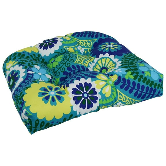 Blazing Needles 19-inch U-Shaped Patterned Spun Polyester Tufted Dining Chair Cushion