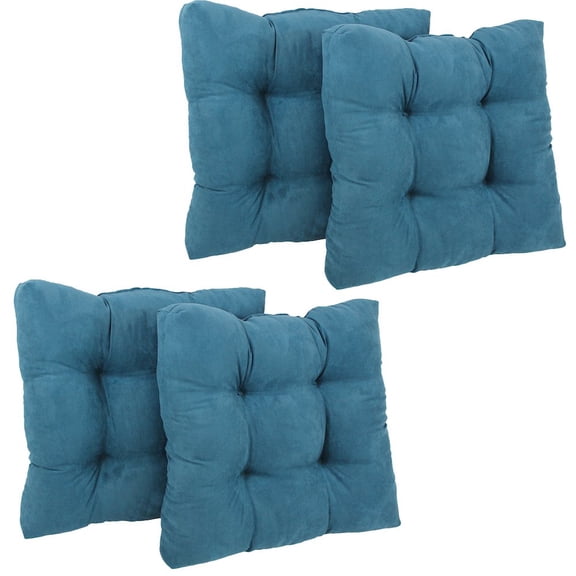 Blazing Needles 19-inch Squared Microsuede Tufted Dining Chair Cushions (Set of 4)