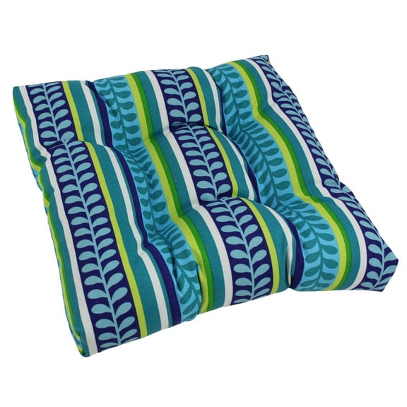 Blazing Needles 19-inch Square Tufted Indoor/Outdoor Chair Cushion - 19" x 19" Pike Azure