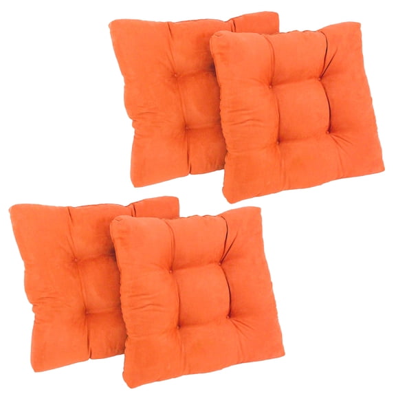 19-inch Squared Microsuede Tufted Dining Chair Cushion (Set of Four) - Tangerine Dream