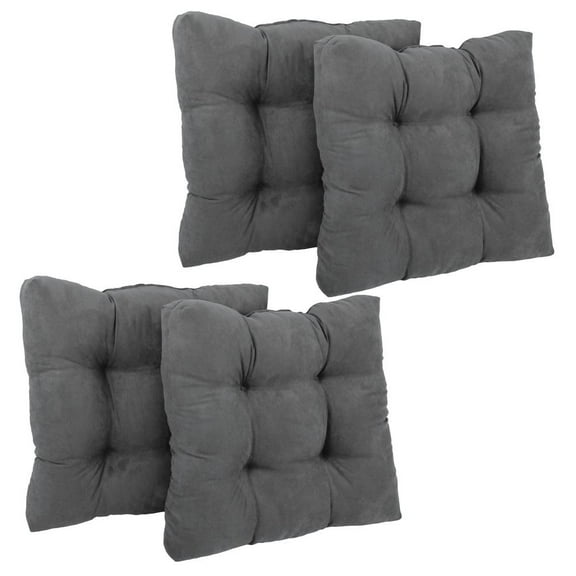Blazing Needles 19-inch Squared Microsuede Tufted Dining Chair Cushion (Set of Four)