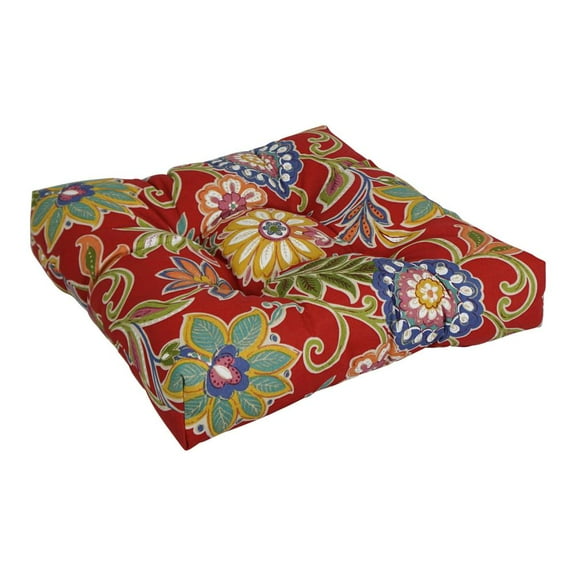 Blazing Needles 19-inch Squared Patterned Spun Polyester Tufted Dining Chair Cushion 94005-1CH-REO-40