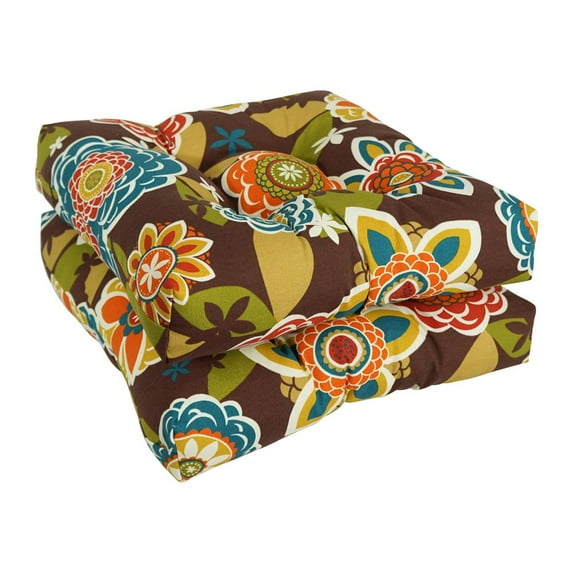 Blazing Needles 19-inch Squared Patterned Spun Polyester Tufted Dining Chair Cushions (Set of 2) 94005-2CH-REO-50