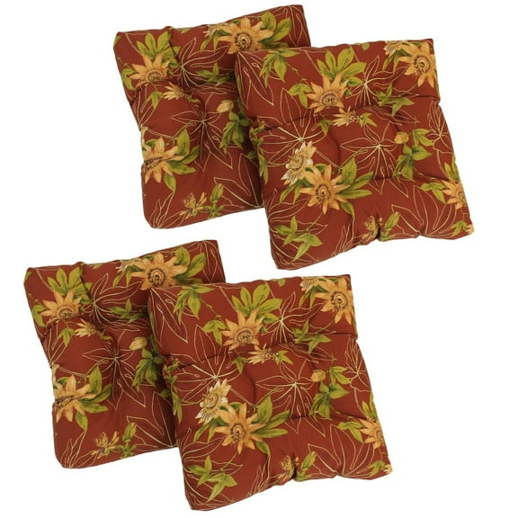 Blazing Needles 19-inch Squared Patterned Spun Polyester Tufted Dining Chair Cushions (Set of 4)