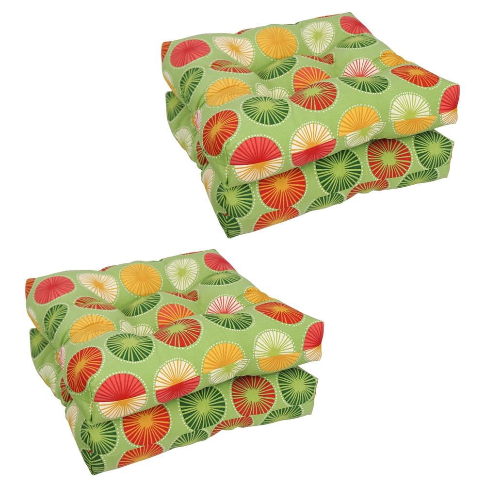 Blazing Needles Square Tufted Outdoor Chair Cushion, 19 x 19, Beringer Spring 4 Count