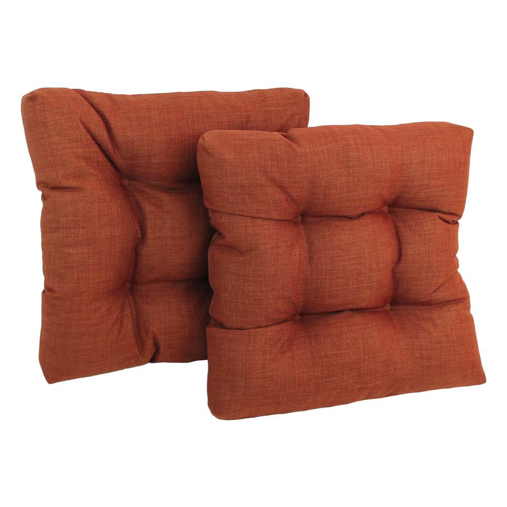Cinnamon Tufted Polyester Indoor/Outdoor Chair Cushions, 19" x 19", Set of 2