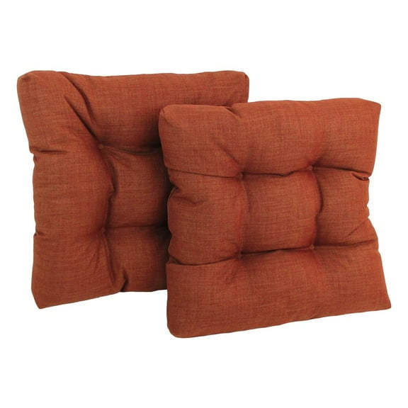 19-inch Squared Spun Polyester Tufted Dining Chair Cushion (Set of Two) - Cinnamon