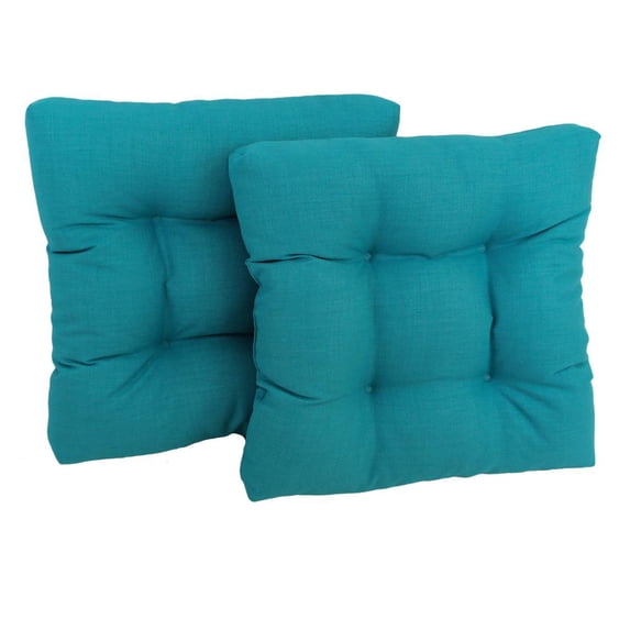 19-inch Squared Spun Polyester Tufted Dining Chair Cushion (Set of Two) - Aqua Blue