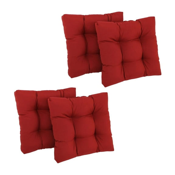 Blazing Needles 19-inch Squared Twill Tufted Dining Chair Cushion (Set of Four)