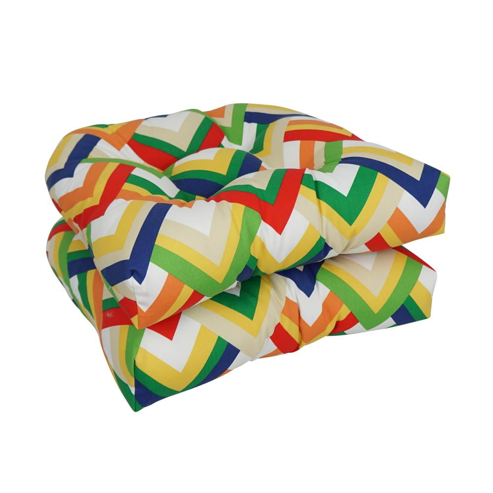 Blazing Needles Rounded Back Tufted Outdoor Chair Cushion, 19 x 19, Resort Garden 2 Count