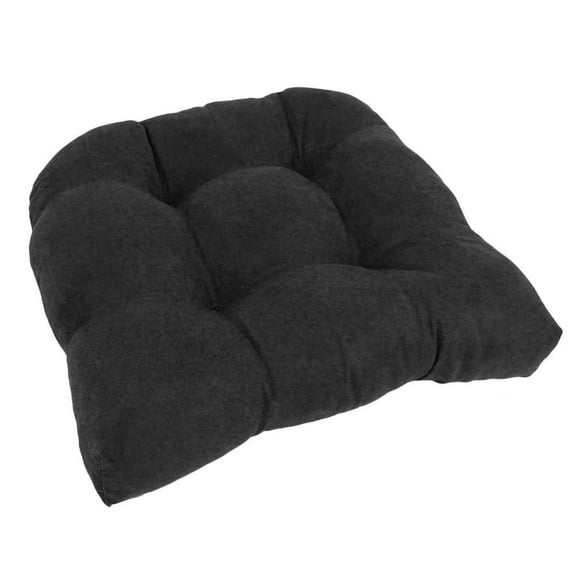 19-inch U-Shaped Micro Suede Tufted Dining Chair Cushion - Black