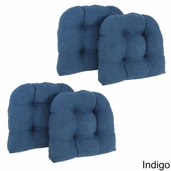 19-inch U-Shaped Micro Suede Tufted Dining Chair Cushions (Set of 4) - Indigo