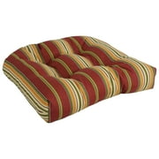 Blazing Needles 19-inch Rounded Back Indoor/Outdoor Chair Cushion - 19 x 19 Kingsley Stripe Ruby