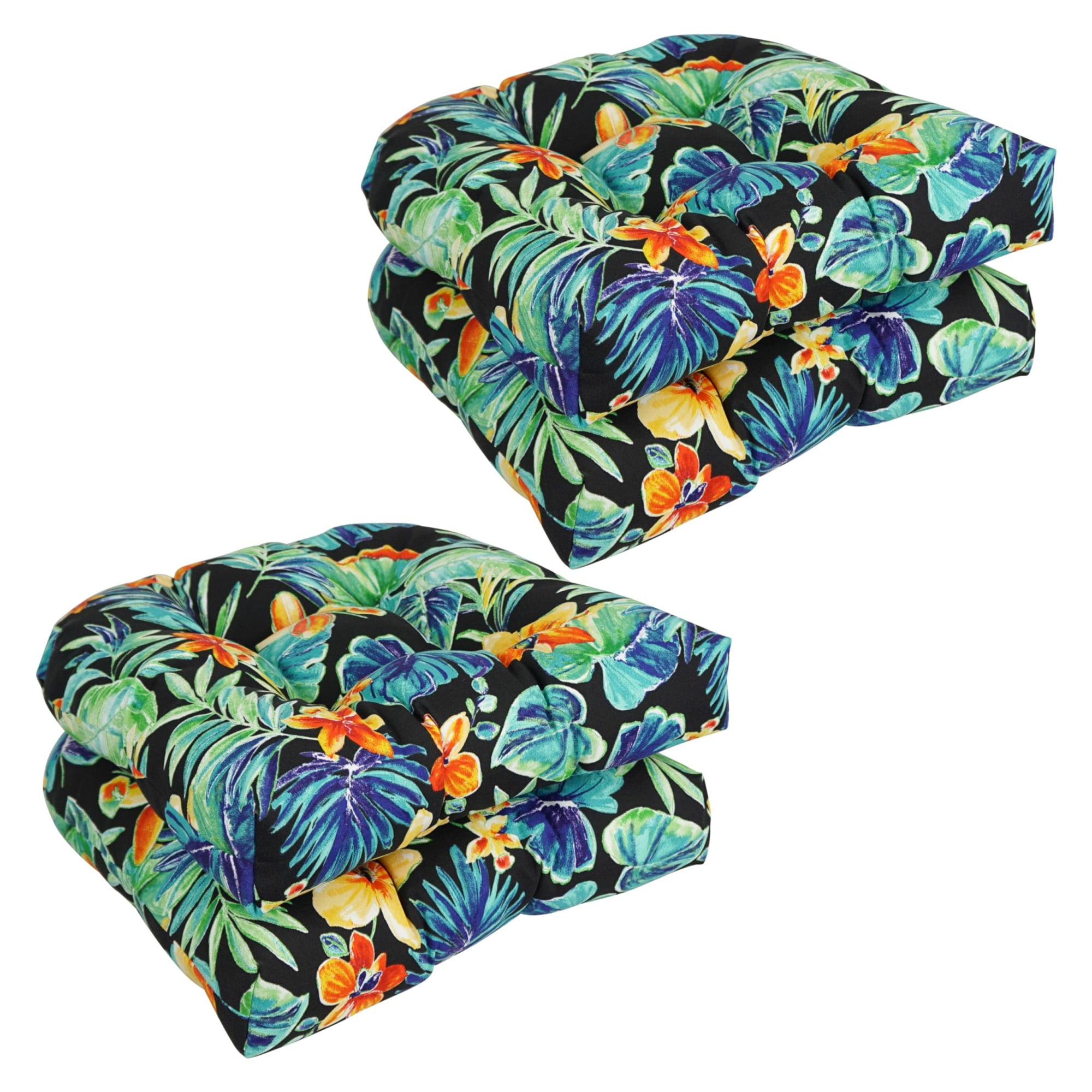 Blazing Needles Outdoor Rounded Back Chair Cushion, 19" x 19", Beachcrest Caviar 4 Count