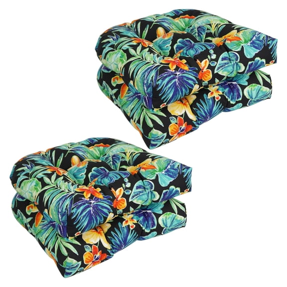 Blazing Needles Outdoor Rounded Back Chair Cushion, 19" x 19", Beachcrest Caviar 4 Count