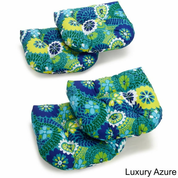 Blazing Needles 19-inch U-Shaped Spun Polyester Outdoor Tufted Dining Chair Cushions (Set of 4)