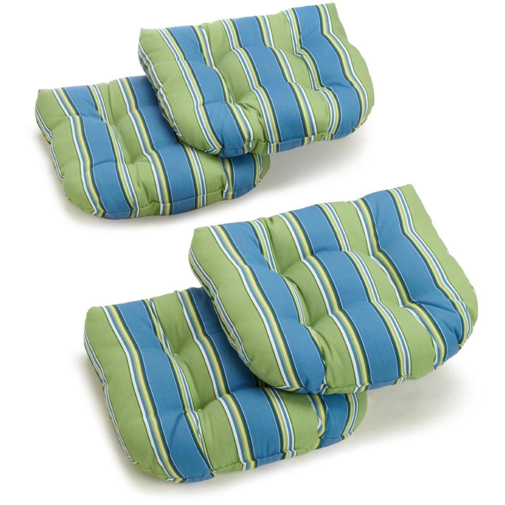 19-inch U-Shaped Spun Polyester Outdoor Tufted Dining Chair Cushions (Set of 4) - Haliwell Caribbean
