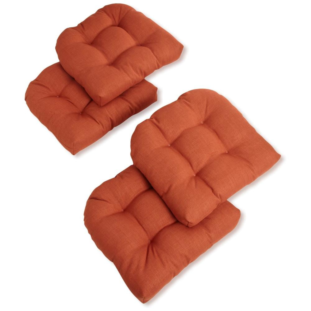 19-inch U-Shaped Spun Polyester Outdoor Tufted Dining Chair Cushions (Set of 4) - Cinnamon