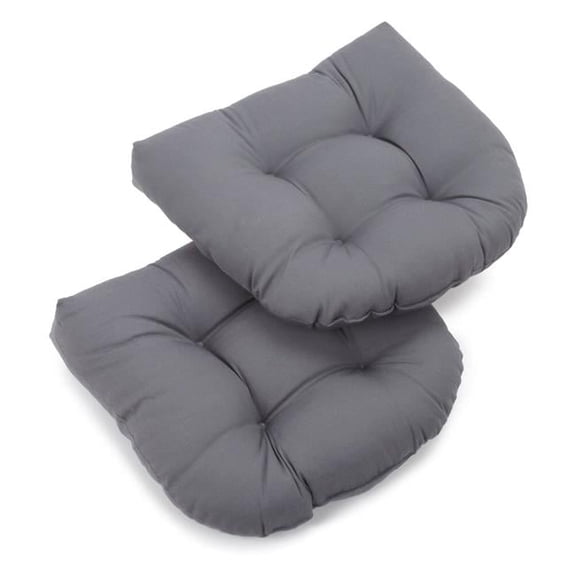 Blazing Needles 93184-1CH-TW-GY 19 in. U-Shaped Twill Tufted Dining Chair Cushion, Steel Grey
