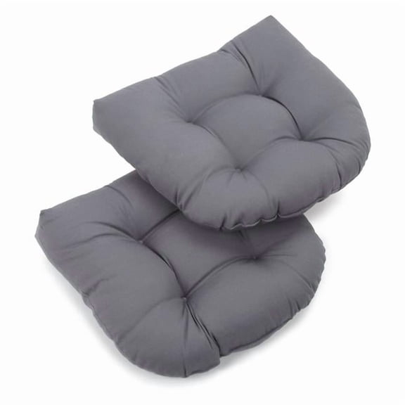 Blazing Needles 93184-1CH-TW-GY 19 in. U-Shaped Twill Tufted Dining Chair Cushion, Steel Grey
