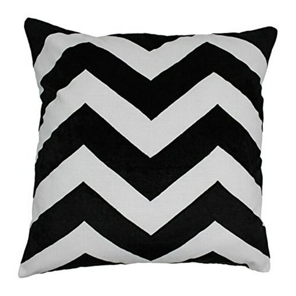 Blazing Needles 20-inch Indian Chevron Velvet Applique Throw Pillow-Style:Black/Ivory