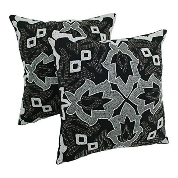 Blazing Needles 20-inch Symmetrical Floral Beaded Throw Pillows (Set of 2)