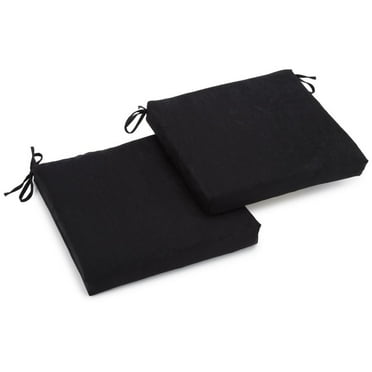 Blazing Needles 20-inch by 19-inch Solid Microsuede Chair Cushions (Set of 2), Black