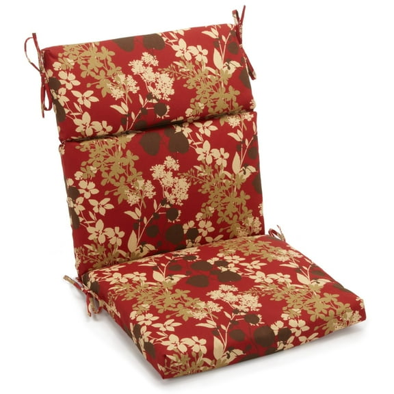 Blazing Needles 20-inch by 42-inch Spun Polyester Patterned Outdoor Squared Seat/ Back Chair Cushion, Montfleuri Sangria
