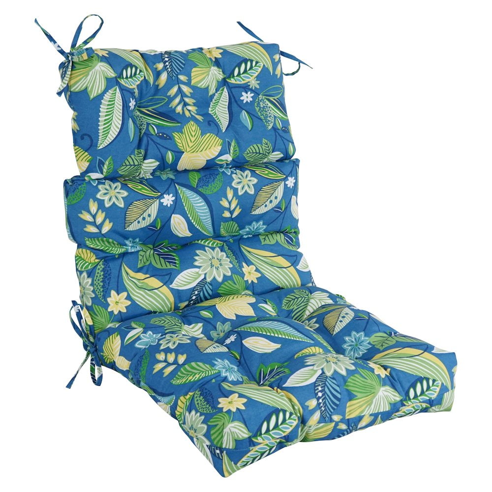 Blazing Needles 20-inch by 42-inch Spun Polyester Patterned Outdoor Tufted Chair Cushion