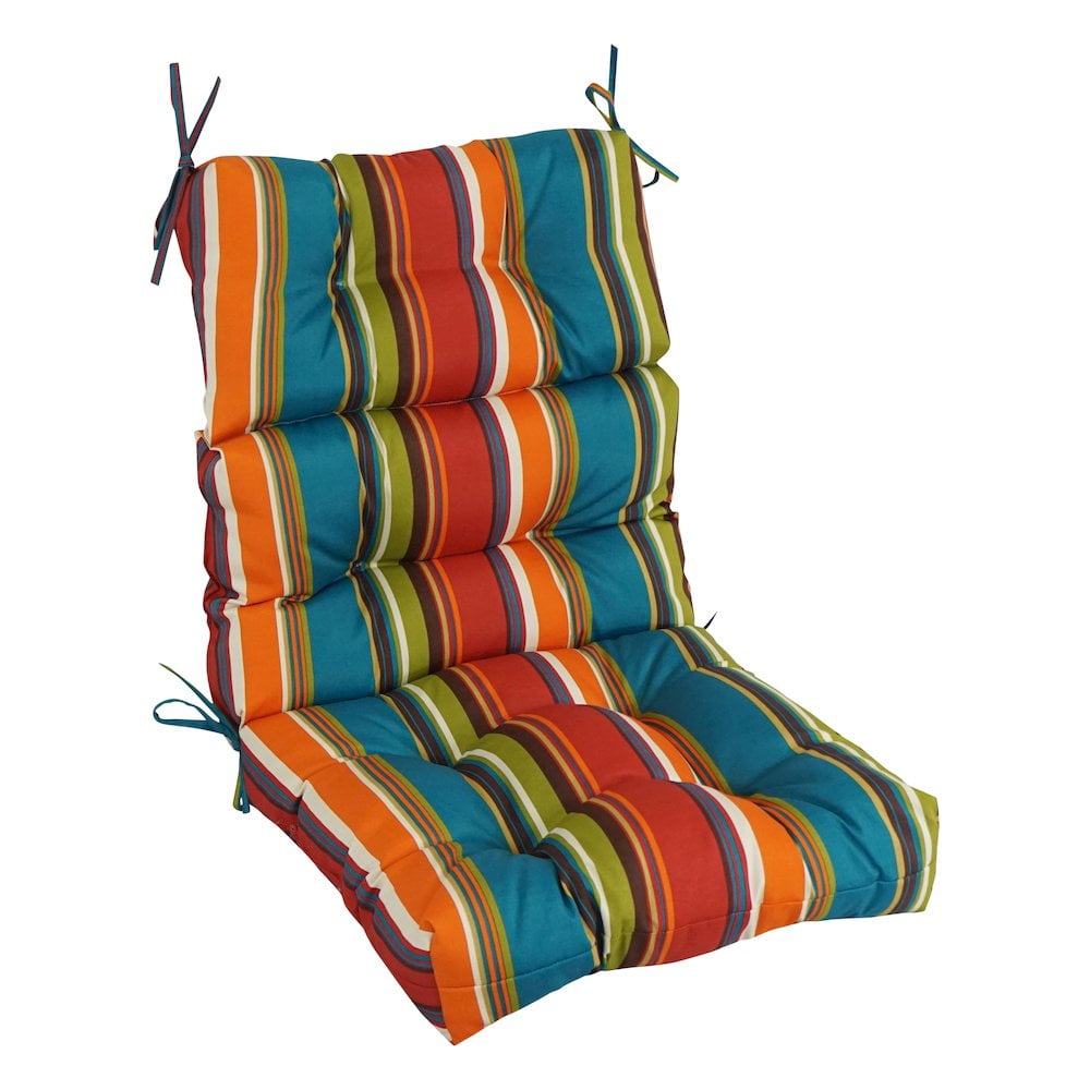 Blazing Needles 20-inch by 42-inch Spun Polyester Patterned Outdoor Tufted Chair Cushion