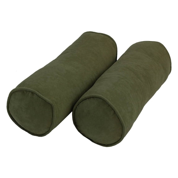 Blazing Needles Corded Microsuede Bolster Pillow, 20" x 8", Hunter Green 2 Count