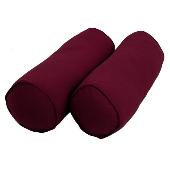 Blazing Needles Premium Solid Bed/Futons Spread Bolsters(Set of 2)-Burgundy