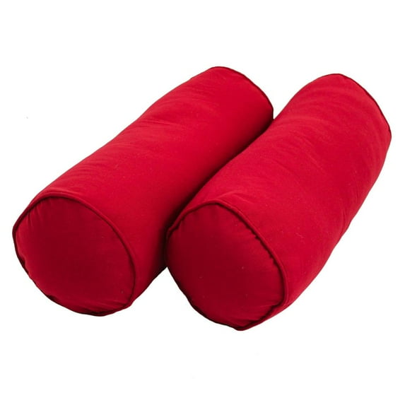 Blazing Needles Premium Solid Bed/Futons Spread Bolsters(Set of 2)-Red