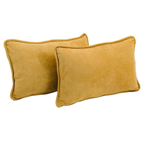 Blazing Needles 9811-CD-S2-MS-LM 20 x 12 in. Double-Corded Solid Microsuede Back Support Pillows with Inserts, Lemon - Set of 2